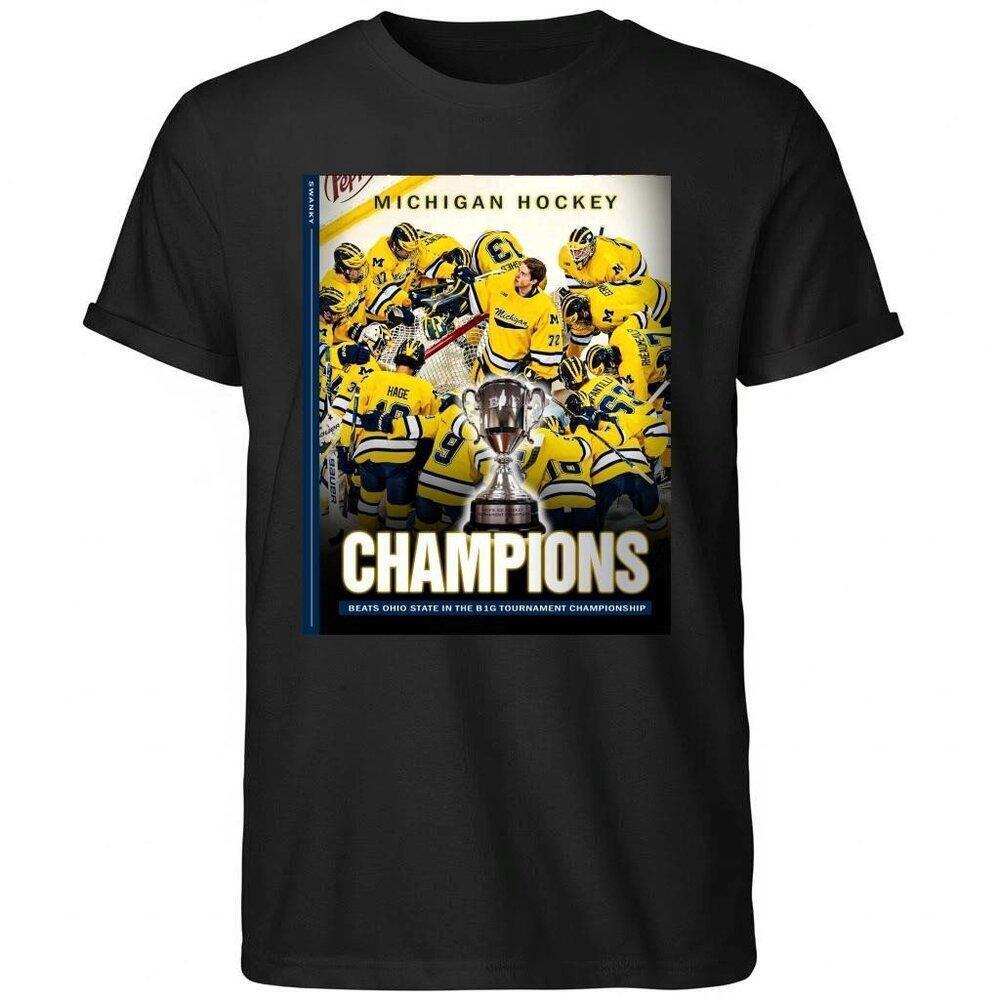 Michigan Wolverines Men_S Ice Hockey  Big 10 Tournament Champions T Shirt